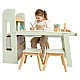 GINGER HOME 3-in-1 Children's Active Table with 2 Chairs, Sensory Sand and Water Table, White and Black Board, Shelf and Organizer, 107x49x78 cm