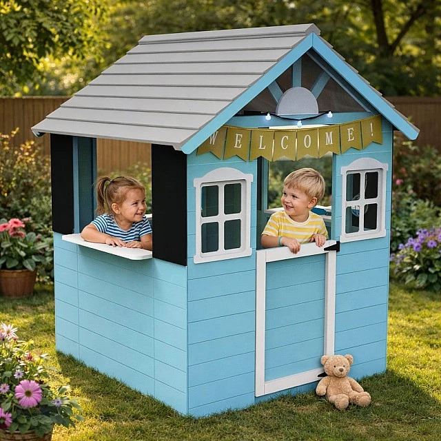Детска дървена къща за игра GINGER HOME с кухня – 110×103×137 см