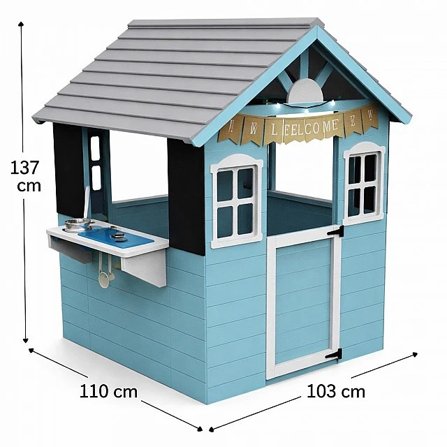 Детска дървена къща за игра GINGER HOME с кухня – 110×103×137 см