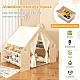 Детска Дървена Къща за Игра 6 в 1 GINGER HOME – Стол, Маса, Черна Дъска, Органайзер, Тента и Мека Подложка