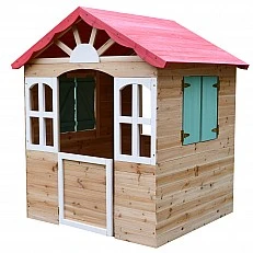 Детска дървена къщичка за игра на открито GINGER HOME – за двор и градина, 115×102×129 см