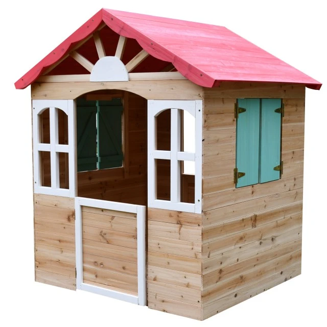 Children's wooden outdoor playhouse GINGER HOME - for yard and garden, 115×102×129 cm