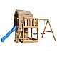 Голяма Детска Дървена Къщичка GINGER HOME за Двор с Пързалка, 2 Люлки, Катерушка и Пясъчник – 250×150×267 см