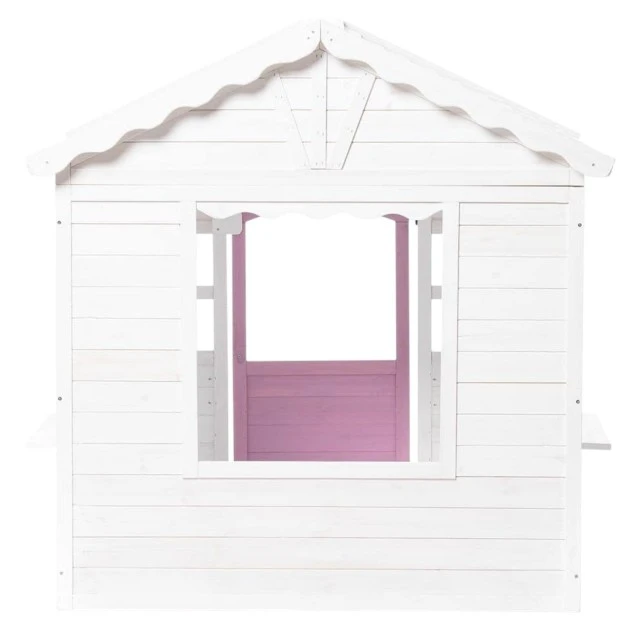 Children's Wooden Playhouse GINGER HOME – Garden House with Windows and Pots, White, 123×106×125 cm