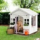 Children's Wooden Playhouse GINGER HOME – Garden House with Windows and Pots, White, 123×106×125 cm