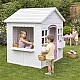 Children's Wooden Playhouse GINGER HOME – Garden House with Windows and Pots, White, 123×106×125 cm