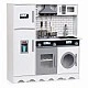 GINGER HOME Children's Wooden Kitchen with Refrigerator, Sink with Running Water, Microwave, Washing Machine and Electronic Functions, 97x30x94 cm