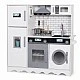 GINGER HOME Children's Wooden Kitchen with Refrigerator, Sink with Running Water, Microwave, Washing Machine and Electronic Functions, 97x30x94 cm