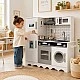 GINGER HOME Children's Wooden Kitchen with Refrigerator, Sink with Running Water, Microwave, Washing Machine and Electronic Functions, 97x30x94 cm