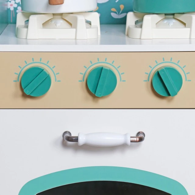 Детска Дървена Кухня GINGER HOME с Електронни Котлони със Светлини и Звуци, 91x31x90 см