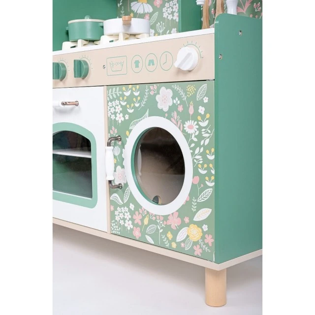 Детска Дървена Кухня GINGER HOME с Електронни Котлони със Светлини и Звуци, 91x31x90 см