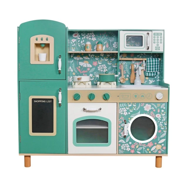 Детска Дървена Кухня GINGER HOME с Електронни Котлони със Светлини и Звуци, 91x31x90 см