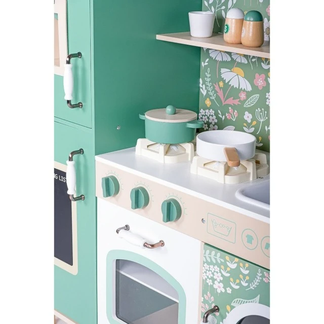 Детска Дървена Кухня GINGER HOME с Електронни Котлони със Светлини и Звуци, 91x31x90 см
