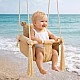 Детска Дървена Люлка Мече GINGER HOME – Мека Памучна Седалка, до 30 кг, 28×28×196 см
