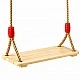 GINGER HOME Children's Wooden Swing for Yard with Ropes – Natural Wood, 33 cm