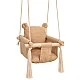 Детска Дървена Люлка Мече GINGER HOME – Мека Памучна Седалка, до 30 кг, 28×28×196 см