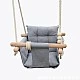 Children's Wooden Swing GINGER HOME Scandi – Soft Cotton Seat with Backrest, 28×28×196 cm