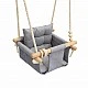 Children's Wooden Swing GINGER HOME Scandi – Soft Cotton Seat with Backrest, 28×28×196 cm