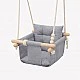 Children's Wooden Swing GINGER HOME Scandi – Soft Cotton Seat with Backrest, 28×28×196 cm