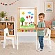 GINGER HOME 3-in-1 Children's Wooden Table with 2 Chairs, Drawing Board, Organizer and Paper Roll, 109x60x55 cm