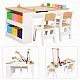 GINGER HOME 3-in-1 Children's Wooden Table with 2 Chairs, Drawing Board, Organizer and Paper Roll, 109x60x55 cm