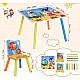 GINGER HOME Children's Wooden Table and Chairs with Sea Animals - Set for Drawing, Playing, Learning and Eating