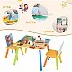 GINGER HOME Children's Wooden Table and Chairs with Sea Animals - Set for Drawing, Playing, Learning and Eating