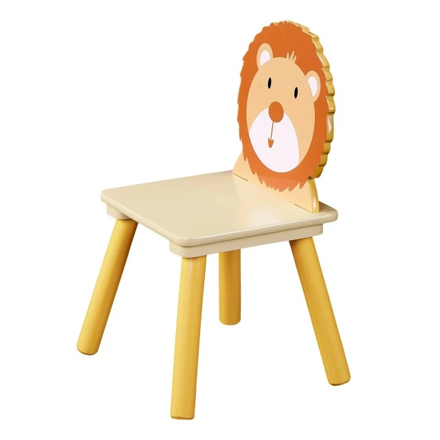 Children’s Wooden Table with 2 Chairs, Set - for Learning, Playing, Drawing, Eating - ANIMALS