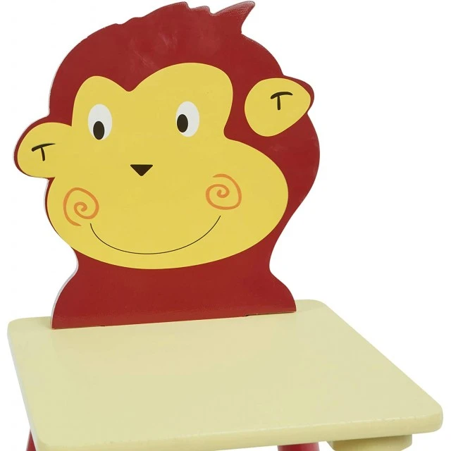 Children’s Wooden Table with 2 Chairs, Set - for Learning, Playing, Drawing, Eating - ANIMALS