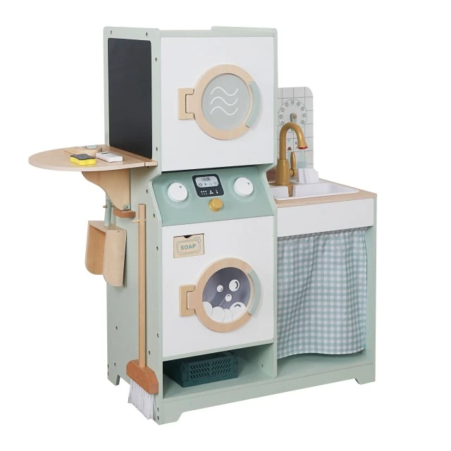 Children’s Wooden Washing Machine 3 in 1 with Sink with Running Water and Dryer GINGER HOME, 86×32×90 cm
