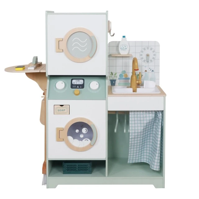 Children’s Wooden Washing Machine 3 in 1 with Sink with Running Water and Dryer GINGER HOME, 86×32×90 cm