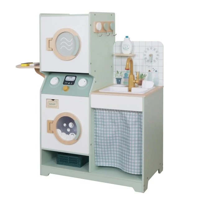 Children’s Wooden Washing Machine 3 in 1 with Sink with Running Water and Dryer GINGER HOME, 86×32×90 cm