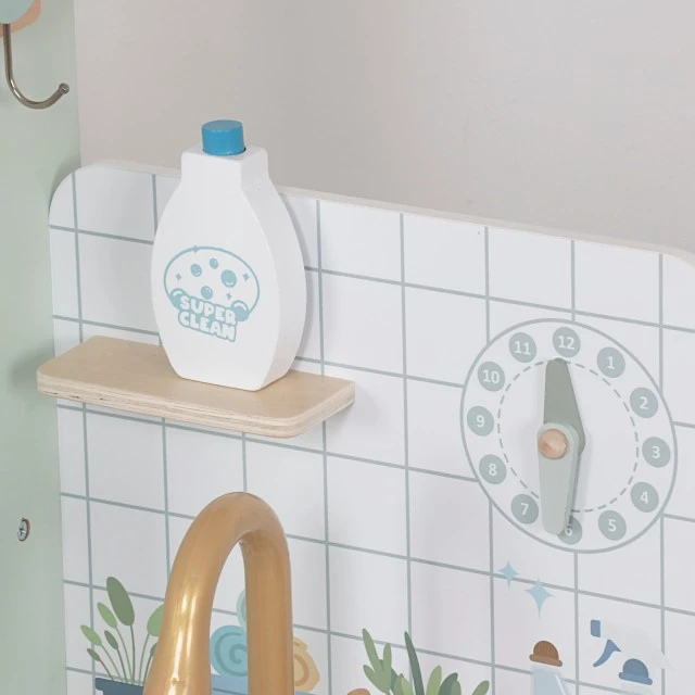 Children’s Wooden Washing Machine 3 in 1 with Sink with Running Water and Dryer GINGER HOME, 86×32×90 cm