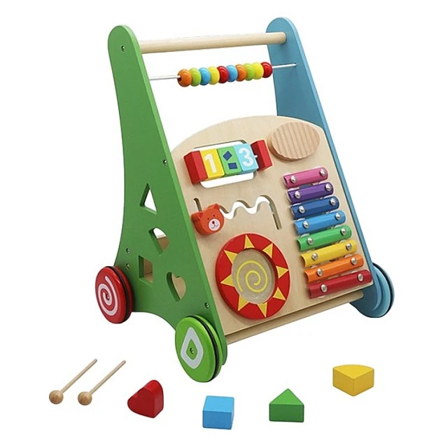 GINGER HOME Children's Wooden Walker with Activities, Xylophone and Sorter, 35.1x31.3x46 cm