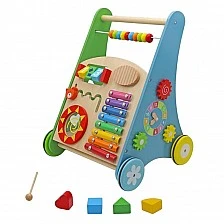 GINGER HOME Children's Wooden Walker with Activities, Xylophone and Sorter, 35.1x31.3x46 cm