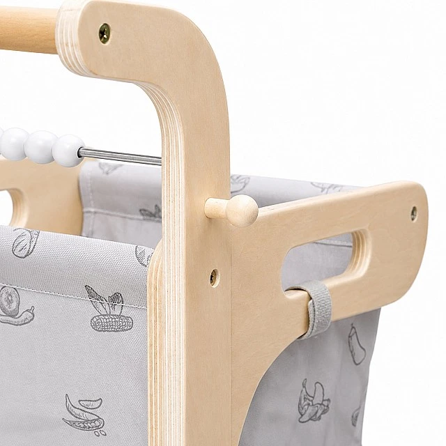 GINGER HOME Wooden Baby Walker, Shopping Cart with Basket, Push Toy, Montessori, 52 cm