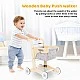 GINGER HOME Wooden Baby Walker, Shopping Cart with Basket, Push Toy, Montessori, 52 cm