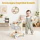 GINGER HOME Wooden Baby Walker, Shopping Cart with Basket, Push Toy, Montessori, 52 cm