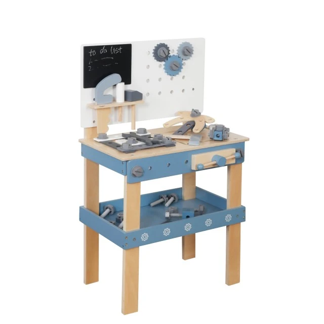 Children’s Wooden Workshop with Tools, GINGER HOME, Blue, 46x26x67cm