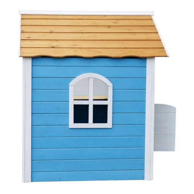 Children's Wooden Playhouse GINGER HOME – For Role Playing, Yard and Garden, Blue, 118×138×132.5 cm