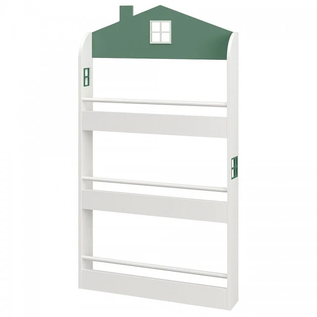 Детска Етажерка за Книги и Играчки GINGER HOME – Къщичка, 3 Рафта, Дърво, 60x12x106 см