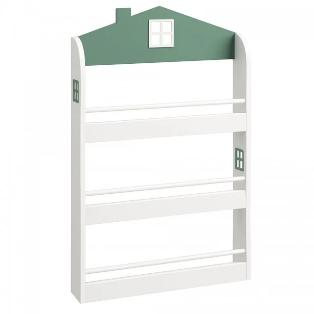 Детска Етажерка за Книги и Играчки GINGER HOME – Къщичка, 3 Рафта, Дърво, 60x12x106 см