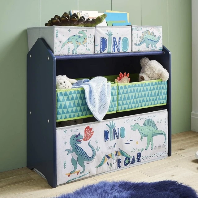 Children’s shelf GINGER HOME, toy organizer with storage boxes DINOSAUR