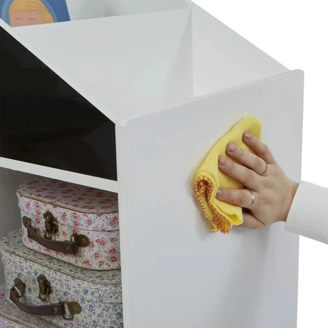 Детска Етажерка Къща с Рафтове за Играчки и Книжки, Дъска за Рисуване – GINGER HOME