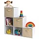 Детска Етажерка, Органайзер за Играчки, GINGER HOME с 6 Отделения и Текстилни Кутии, Бяла, Монтесори Мебел