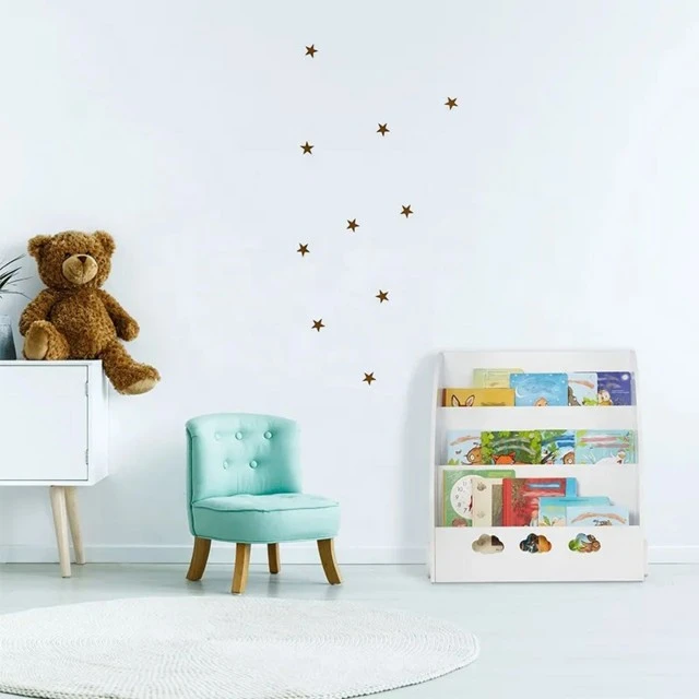 Children’s Wooden Bookshelf, Book and Toy Organizer, Cloud Storage Section - White