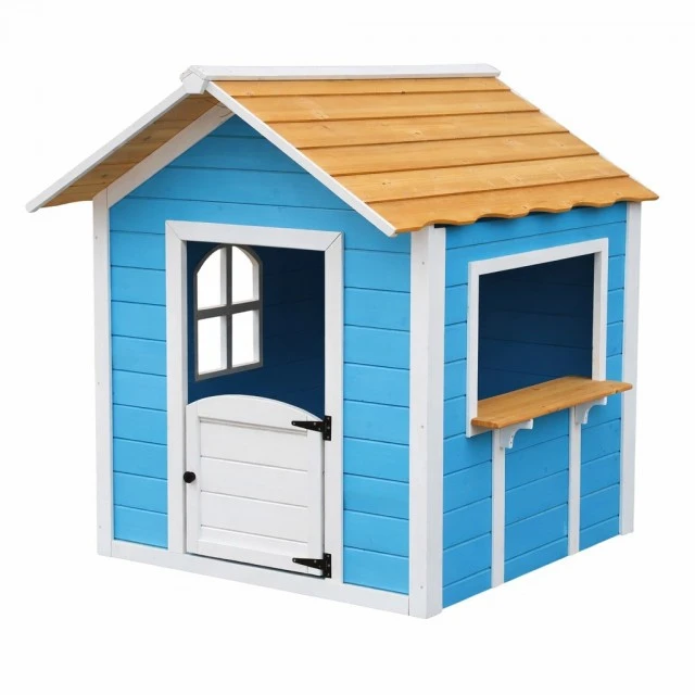 Children's Wooden Playhouse GINGER HOME – For Role Playing, Yard and Garden, Blue, 118×138×132.5 cm