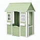 Children's Wooden Outdoor Playhouse GINGER HOME – Garden House for Children, Green and White, 107×90×144 cm