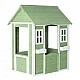 Children's Wooden Outdoor Playhouse GINGER HOME – Garden House for Children, Green and White, 107×90×144 cm