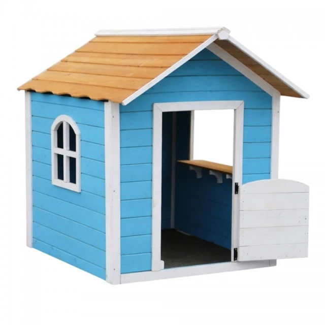 Children's Wooden Playhouse GINGER HOME – For Role Playing, Yard and Garden, Blue, 118×138×132.5 cm